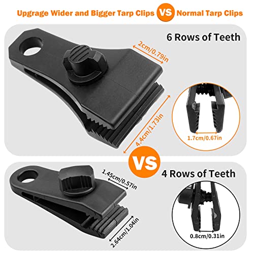 Teantech 20Pcs Heavy Duty Outdoor Camping Tarp Clips And D-Shaped Carabiner Hanging Hook Kit Tarp Clips Lock Awning Clamp Tent Clamps Tie Downs For Outdoor Activities #TOP4