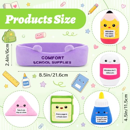 Image of Emotional Support Plush School Supplies Set,5 Pcs Classroom Plushies | Cute Pencil Book Plush Toys Classroom Decor Back to School Gifts for Girl Boy Students Teacher