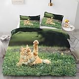Funda Nórdica Cama 135 Ciervo Sika Funda Edredon 200x220 Microfibra Suave, Ropa de Cama Animals 3 Piezas - Funda Nordica Ciervo Sika y 2 Funda de Almohada 50x80 con Cremallera