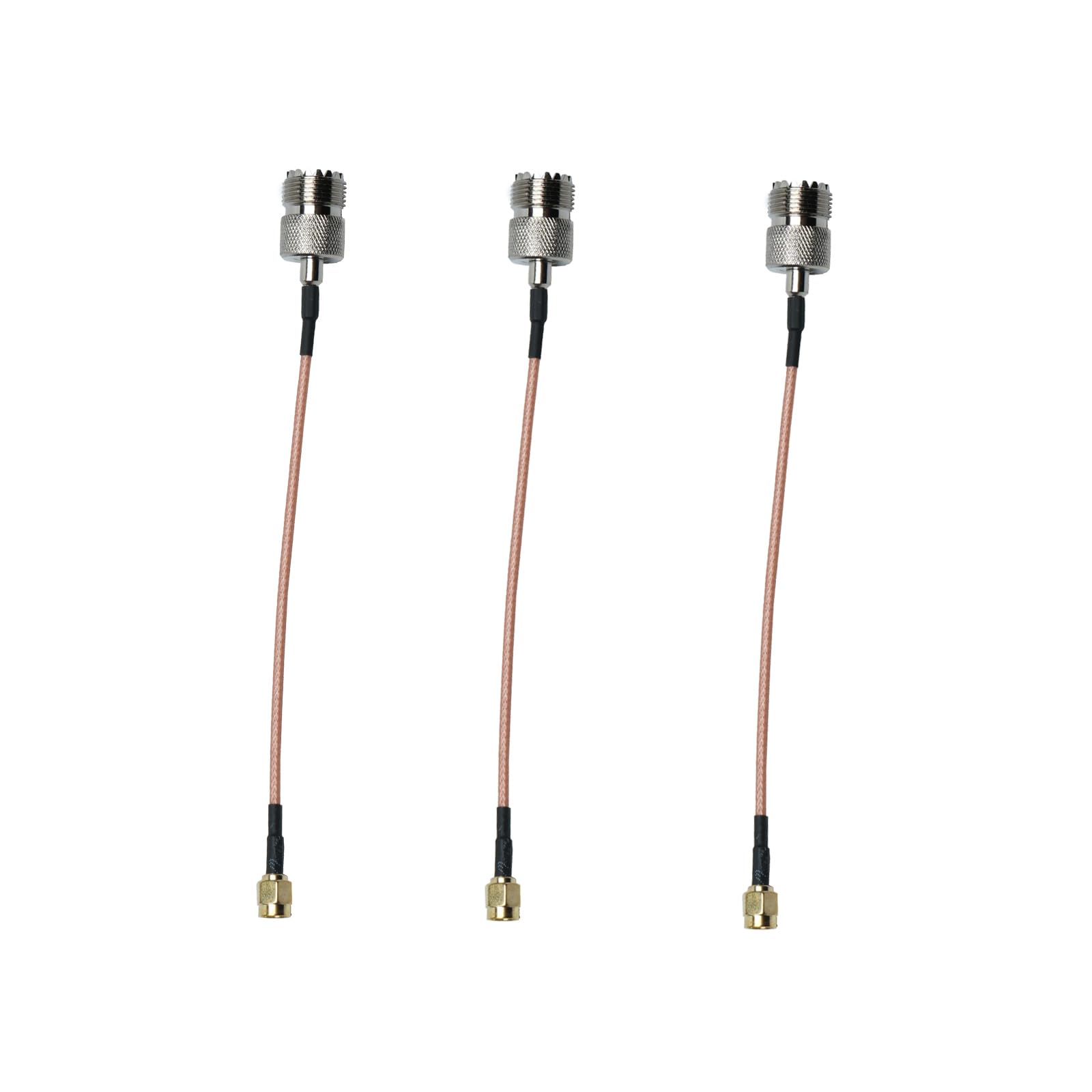 BVMAG RF Coax Handheld Antenna Cable SMA Male to UHF SO-239 Female 6 Pin Connectors for RF Applications/CB Radio/Handheld Radio Antenna/Walkie Talkie 3Pack