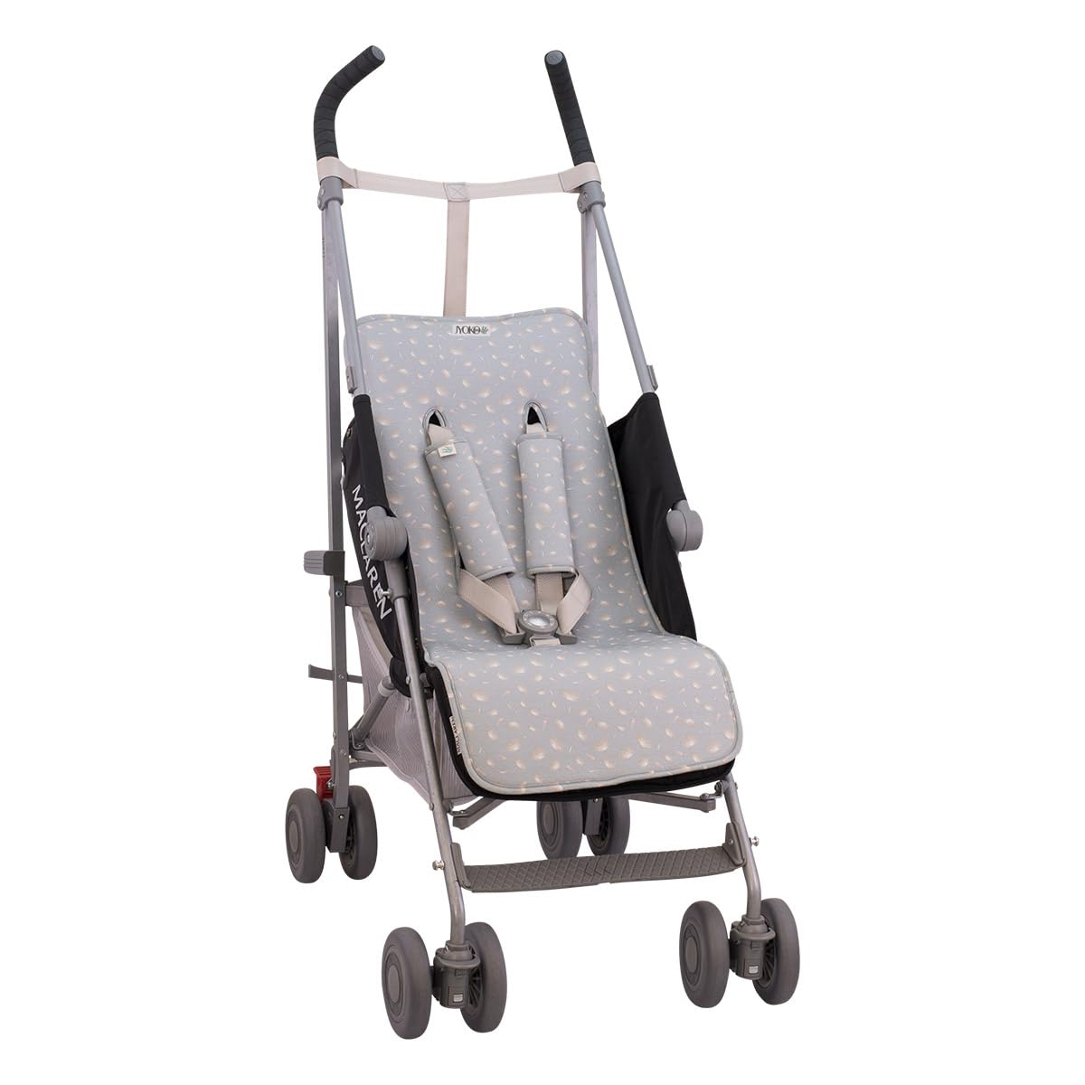 JYOKO KIDS Cuscino Passeggino Universale + Protezione per Cintura di Sicurezza, Materassino Universale per Carrozina Realizzato in Tessuto di Cotone + Schiuma e Tecnico Traspirante (Black Rayo)