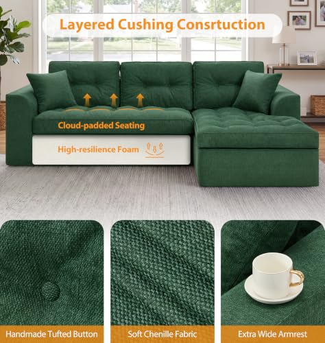 Image of Hobestluk Couch Sofa for Bedroom, Living Room, Office (Green-R, Large)