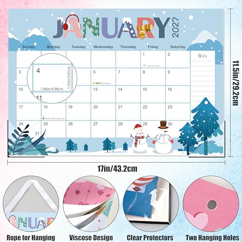 Image of Guasslee Desk Calendar 2026-2027, 19-Month School Year Calendar, 2026 Jun. - 2027 Dec, 17 inchx11.5 inch Large Monthly Desk Planner with Corner Protectors, Ample Blocks ＆ Notes for Home Office