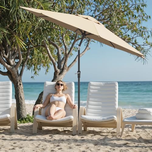 Sannwsg 11 ft Patio Umbrellas, Pool Umbrella with 8 Sturdy Ribs, Outdoor Umbrella with Push Button Tilt/Crank, Deck Umbrellas, Market Umbrela Table for Backyard, Deck, Garden, Pool