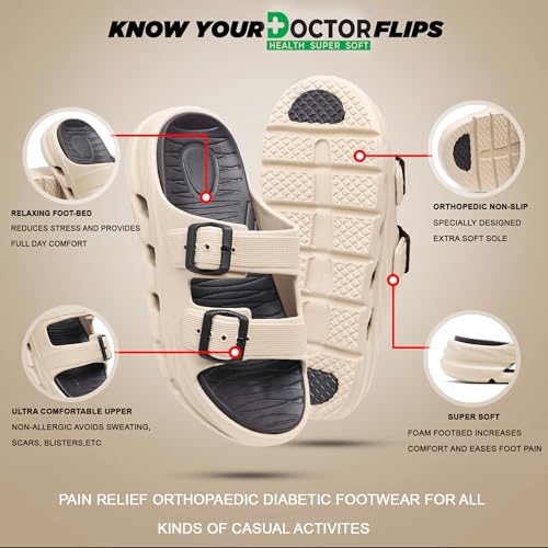 Image of DOCTOR HEALTH SUPER SOFT Men EVA Double Strap Sandals | Adjustable Buckle Comfort Slides | Lightweight Anti-Slip Ventilated Casual Sandals for Everyday Indoor Outdoor Wear