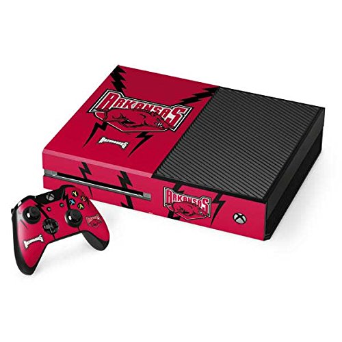 Skinit Decal Gaming Skin Compatible with Xbox One Console and Controller Bundle - Officially Licensed College Arkansas Razorbacks Design