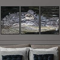3 Piece Framed Canvas Wall Art Alligators Dramatic Canvas Prints Home Artwork Decoration for Living Room,Bedroom - 16