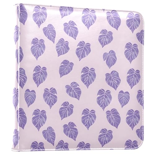 JIPONI Purple Leaves Large Photo Album, DIY Leather Cover Scrapbook Albums for 4x6 5x7 6x8 Pictures, Self Adhesive Memory Book for Wedding, Baby, Family
