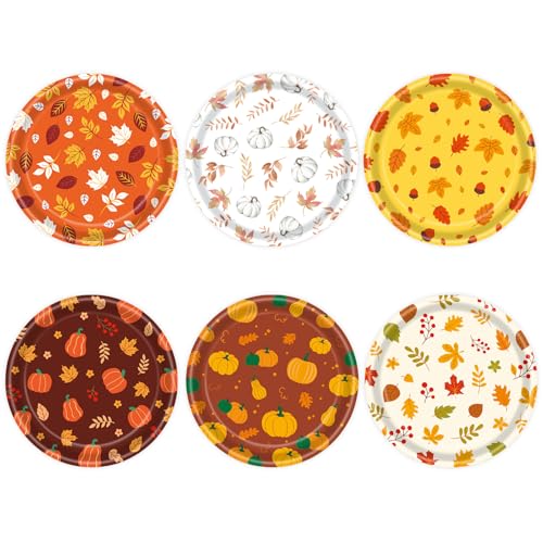 DHAIQC 48 Stück Herbst Pappteller 18 cm, Erntedankfest Partyteller...