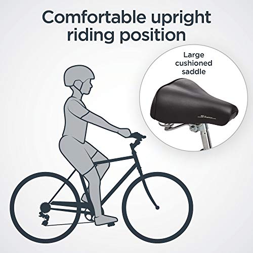 Schwinn Wayfarer Adult Hybrid Bike, Mens And Womens, 18-Inch/Medium Steel Step-Over Frame, 7-Speed Drivetrain, Rear Rack, 700C Wheels, Black #TOP2