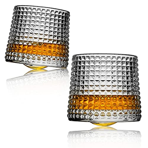 Lovwish Crystal Whiskey glasses, set of 2 rocks glasses - old fashioned glass,bar glasses for Drinking bourbon,scotch,cocktails,Cognac,tequila,irish,brandy