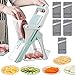 Mandolina de Cocina Cortador de Verduras Manual 5 en 1,Espada Rodajas/Juliana para Carne Congelada, Zanahorias, Pepino, Limón, Calabacín, Patata