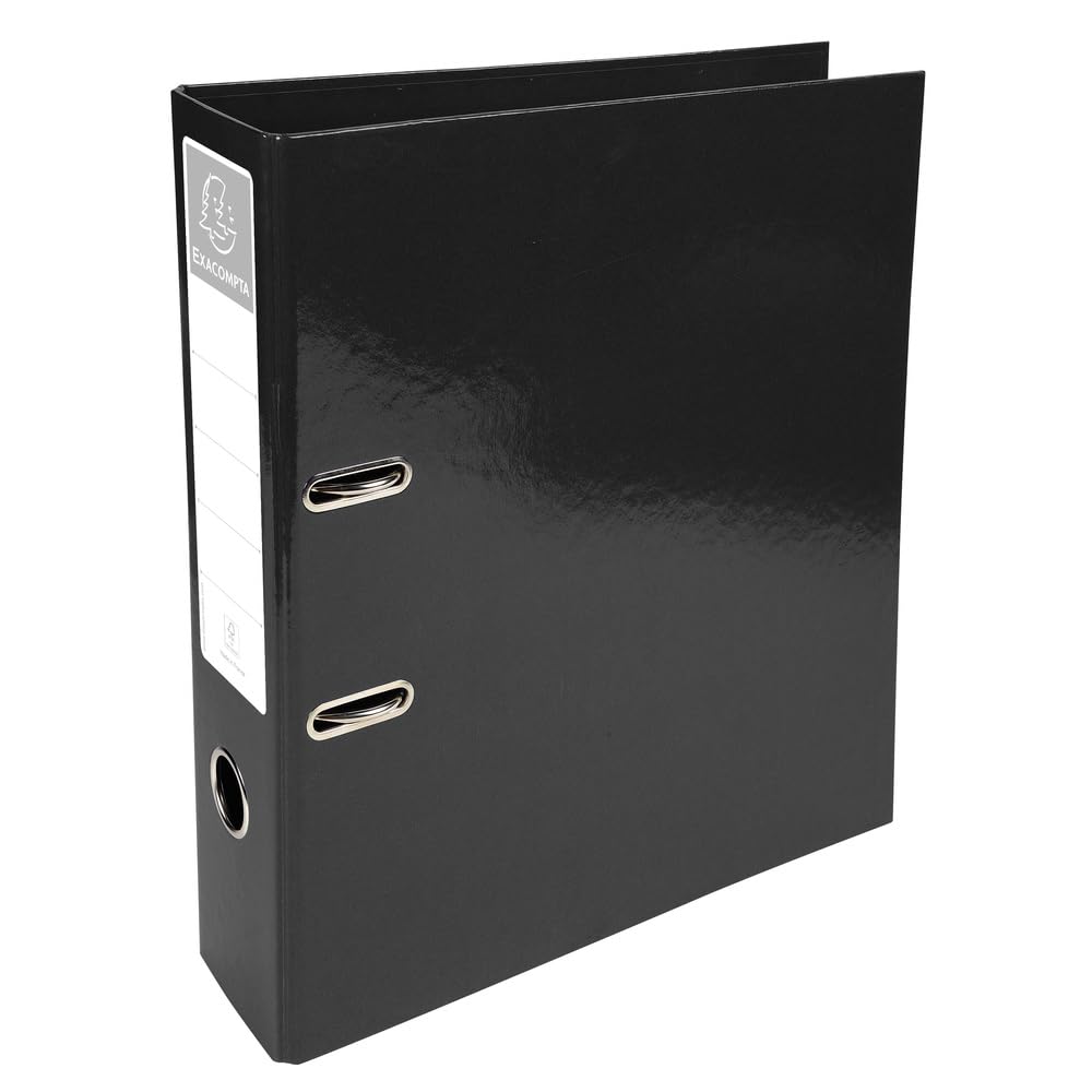 Exacompta "Iderama" 32 x 30 cm 70 mm Spine Lever Arch File - Black (Pack of 10)
