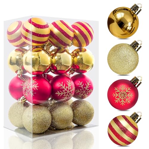 6 cm Gold Weihnachtsbaum Deko Set of 24 Plastic,Christmas Baubles Tree...
