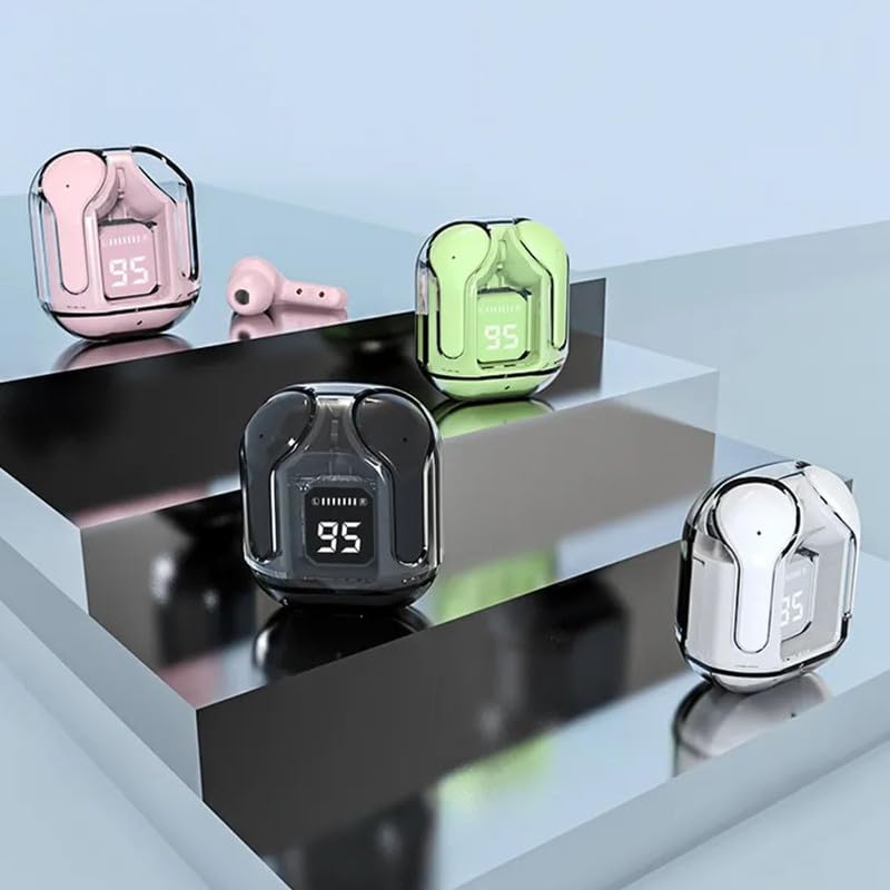 Image of AuFlex CY-T2 Crystal Transparent Wireless Earbuds Bluetooth 5.3 Air 31 Buds Charging Case Heavy Bass Stereo Earphones Noise Reduction Sports Headset (Black)