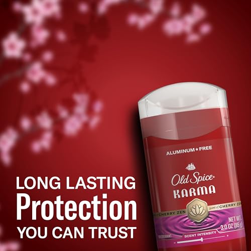 Image of Old Spice Aluminum Free Deodorant for Men, 24 /7 Odor Protection, 24 /7 Signature Scent & Lasting Freshness, Goes on Clean, Karma with Cherry Spice, Black Pepper, & Sandalwood Scent, 3.0 oz