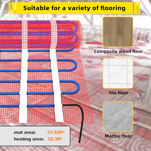 Fahkns 176555 32 Sqft Heating Mat,Electric Radiant Floor Heating System thumb #1