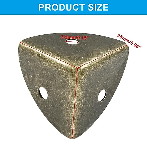 Image of 12Pcs Box Corner Protectors, 1 inch (25mm) Metal Corner Edges Protector Triangle Corner Protectors Bronze Corner Covers Edge Guard with Screws for Wooden Case Trunk Box Table Cabinet