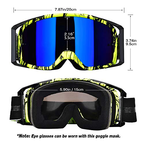 image for BOLLFO Motorcycle Goggles Motocross ATY Dirt Bike Goggles Anti-UV Safe