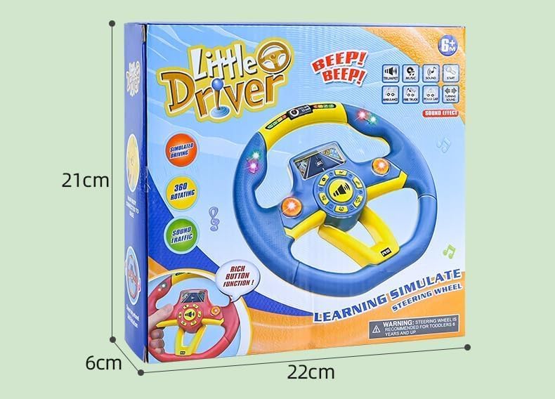 Image of Premium Kids Steering Driving Wheel Funny Interactive Driving Wheel with Music (Multi-Colour) (X-1)