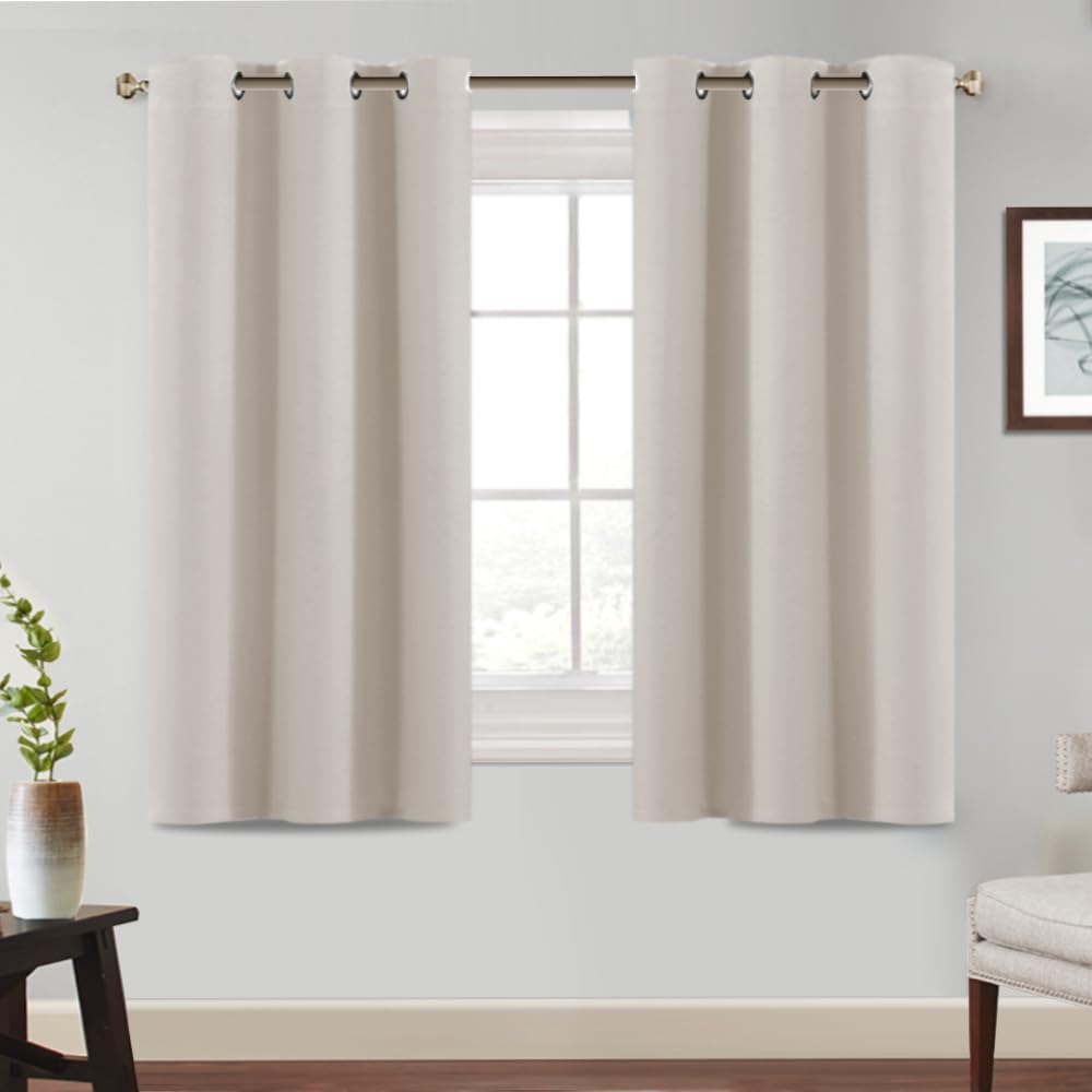 BellaHills Blackout Curtains 2 Pieces, for Bedroom and Living Room – Thermal, Salon Curtains Blackout, 117 x 137 cm, Ivory White OEKO-TEX STANDARD 100