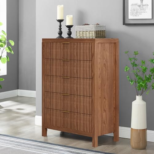 Vudanfe Dresser for Bedroom with 5 Storage Drawers, Storage Dresser...