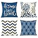 Juego de 4 fundas de cojín de 45 x 45 cm, con inscripción «Home Sweet Home», funda de cojín decorativa con cremallera oculta, cojín de sofá, cojín de sofá de Navidad (azul)