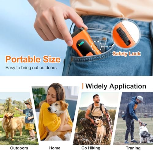 SEDULAN Dog Bark Deterrent Devices Anti Barking Device for Dogs Ultrasonic Bark Stopper Portable Dog Training Tool Indoor Outdoor Up to 50ft Correct Bad Behavior of Own or Neighbor's Dog (Orange) - 4