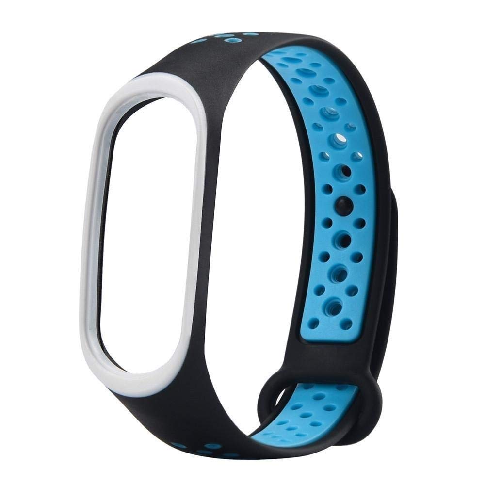 Iloft® Replacement Ventilate Sport Soft Wristband Wrist Strap for Mi Band 4 / Mi Band 3 / Mi Smart Band 3i (Black Blue) (B07H4NLW1P) Amazon Price History, Amazon Price Tracker