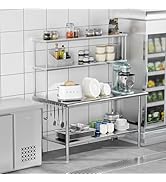 ROVSUN All Stainless Steel Table with Overshelves 60" X 30", NSF Commercial Heavy Duty Pre Table ...