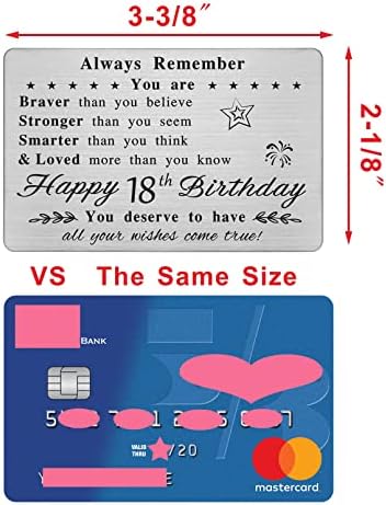 FALOGI Happy 18th Birthday Card - You Are Loved More Than You Know - 18 Year Old Birthday Gifts for Boy Girl, for Him Her, Personalised Engraved Wallet Card