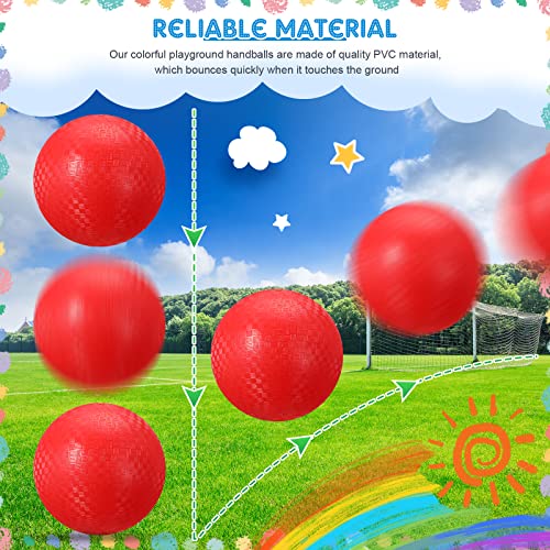 Sumind 12 Pcs 10 Inch Playground Ball Inflatable Kickballs Bouncy Dodgeball For Kids And Adults,Handball With Air Pump And 2 Mesh Drawstring Bags For Ball Games, Gym, Outdoor, School (Red) #TOP4