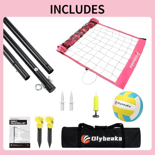 image for Olybeaka 20FT Outdoor Volleyball Net Set System for Backyard Beach wit