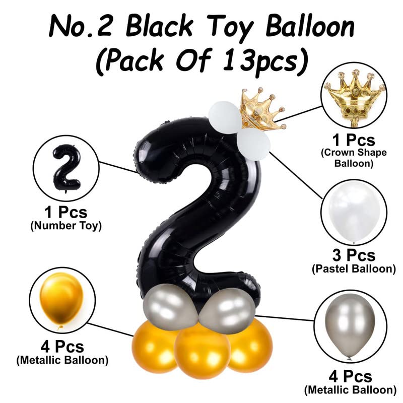 Image of Black 32 Inches Numbers 2 Shape Large Big Foil Helium Balloons For Party Decorations In Happy Birthday Anniversary Office Items Materials Set Pack,1 Piece