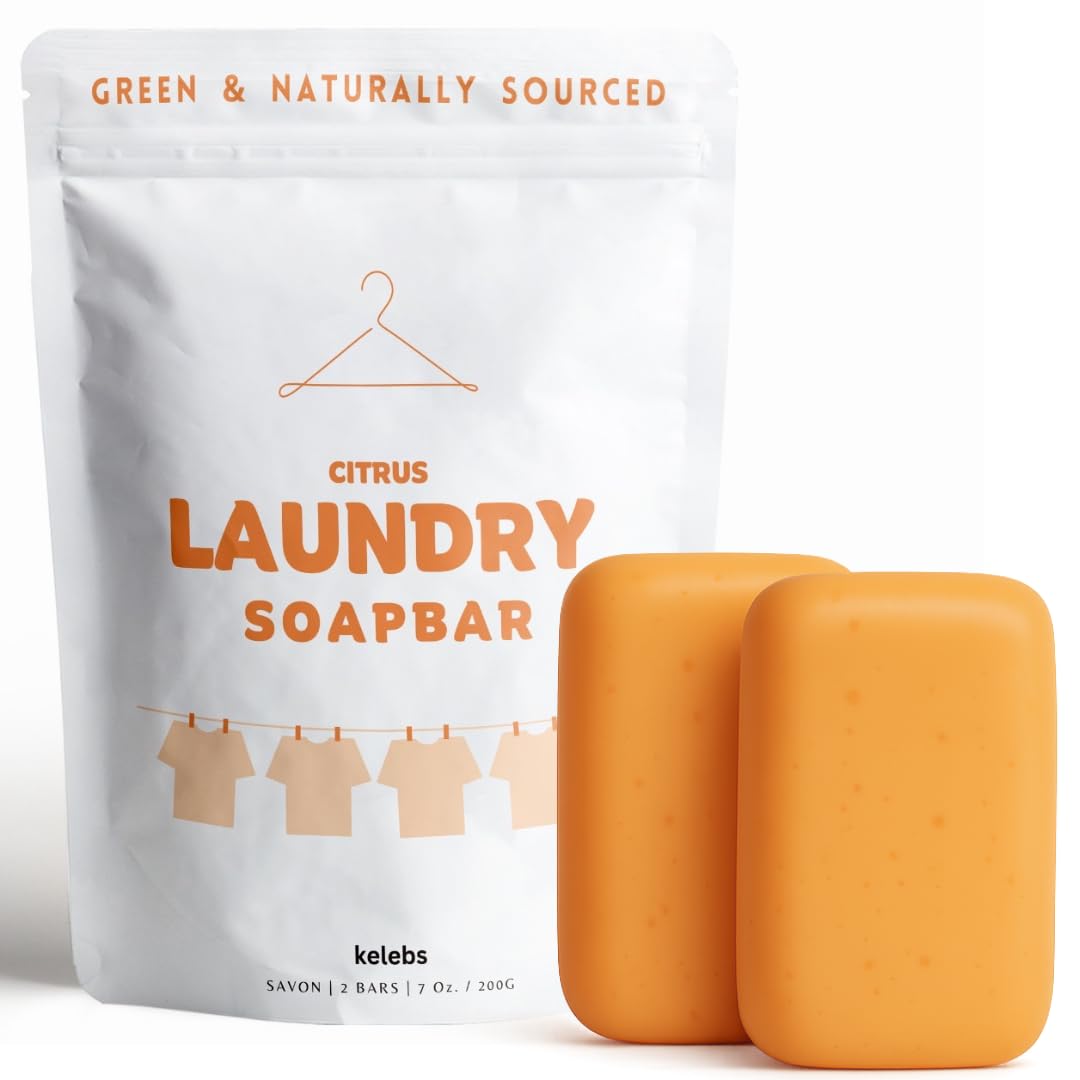 Hypoallergenic Citrus Organic laundry soap bar for sensitive skin - delicate stain remover clothes, underwear, collar - 3 PCS