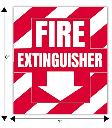 Fire Extinguisher Sign Sticker Bracket Wall Mount - Pack of 3 Self Adhesive Decals Weatherproof UV Protected AND 3 5 lb Hooks