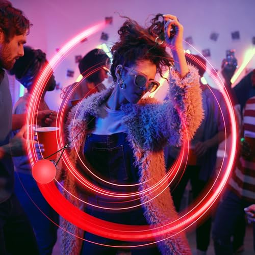 Focenat 2 Stück Jonglierbälle Leuchtend,Leuchtball,LED Poi Bälle,Leuchtendes Spielzeug,Leuchtbälle für Kinder,Leucht Ball mit Regenbogen Farben und Strobe-Effek,für Fitness,Tanz,Kinderspielzeug