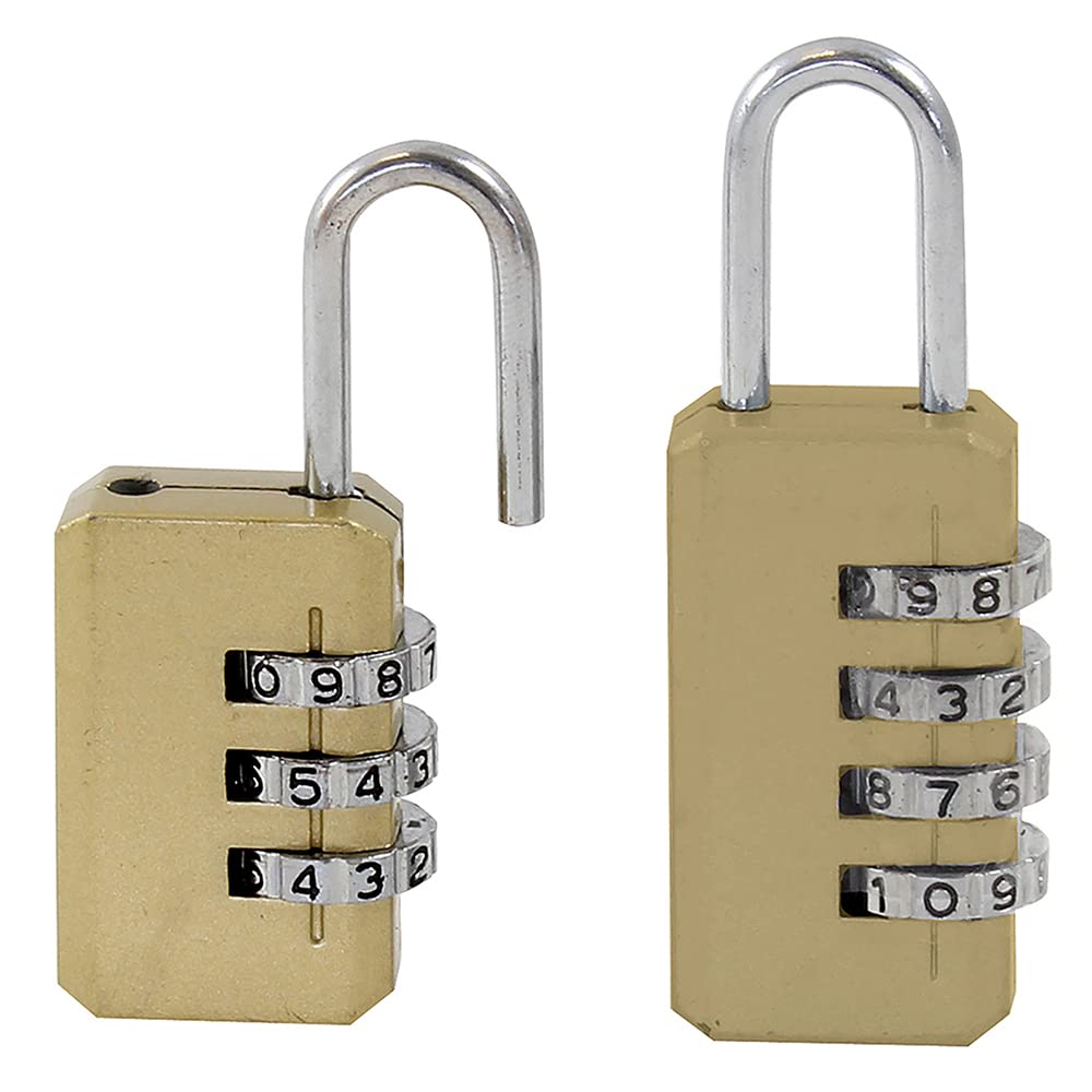 Dekton Gold 80Mm Combination Padlock - 2Pc | 4-Digit Resettable Lock For Extra Security | Ultra-Strong Steel Construction | Ideal For Luggage, Lockers, And Travel | Heavy Duty Design | No Keys Required