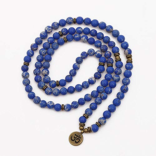 Collier en pierre impériale bleue rétro, un lien unique fait main