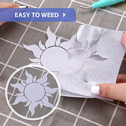 Image of HTVRONT Silver Glitter Heat Transfer Vinyl - 12 inch x 10ft Silver Glitter Iron on Vinyl for Shirts, Glitter HTV Vinyl Rolls for Heat Vinyl Design