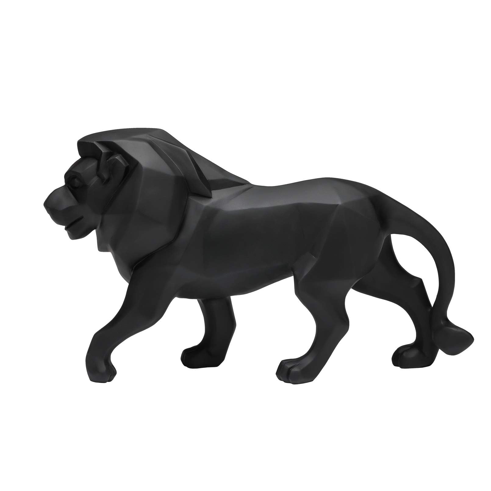 YXCQHZM Decorative Lion Figurine Lion Statue Geometric Decorative Resin Representative Sculpture for Living Room Bedroom Home Decor Gift (black)