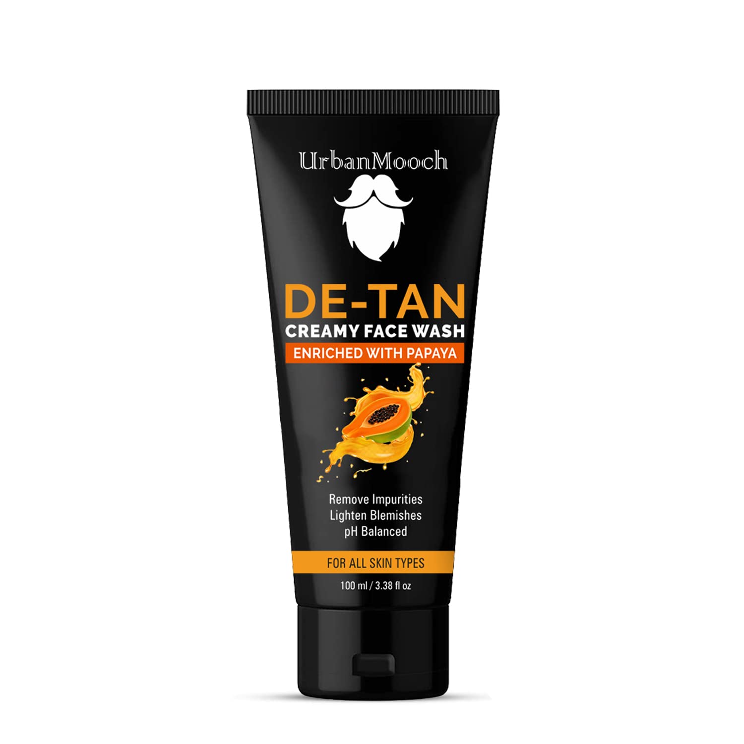 UrbanMooch DeTan Face Wash for Men | Tan Removal Facewash | Extra Power of Papaya Fruit Extract | Anti-Blemish Face Wash | Oil Free Skin, 100 ML