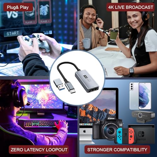 Newhope Video Capture Card, 4K HDMI to USB C 3.0 Capture Card, 1080P HD 60fps Live and Record Video Audio Grabber for Gaming, Streaming, Teaching,... - Image 7