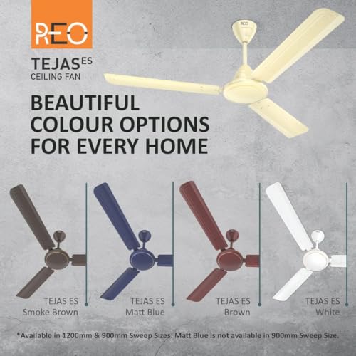 Image of REO Tejas 1200mm ES Ceiling Fan | High Speed, High Air Delivery | Strong & Powerful Copper motor, Air Delivery: 218 m /min, RPM: 370, 2 Year Warranty | (Pack of 1, Bianco)