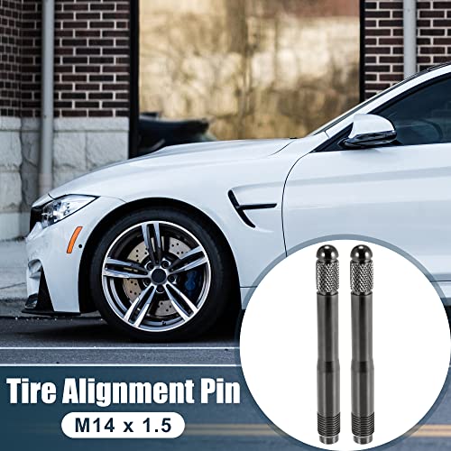 X Autohaux A22011400UX0317 2Pcs Car Stainless Steel Wheel Hangers Alignment Pin Tire Studs Tool M14X1.5 Titanium Tone thumb #1