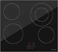 Cooktop Elétrico 4 Bocas 60cm Preto Vidro Temperado Controle Deslizante 220-240V
