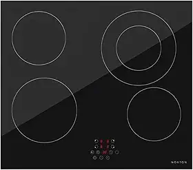 Cooktop Elétrico 4 Bocas 60cm Preto Vidro Temperado Controle Deslizante 220-240V
