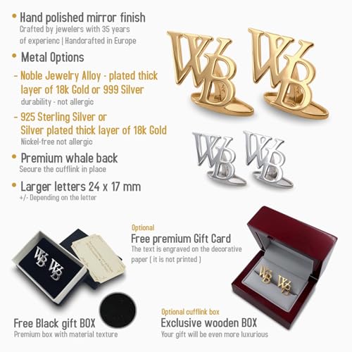 Mancuernillas personalizadas para hombre con inicial miniatura 3