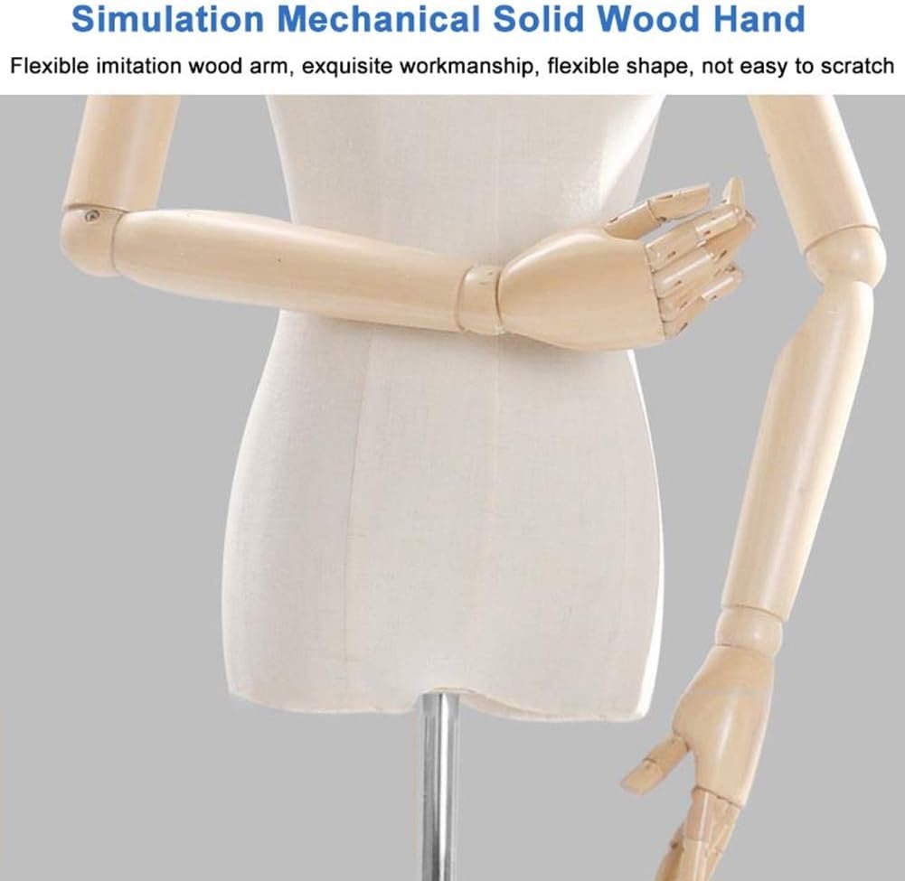 Weiblicher Mannequin-Körper N mit Holzsockel, ideal für Rockkleider, Hosenständer, verstellbare Höhe 130–180 cm (Antik-Farbe-S)