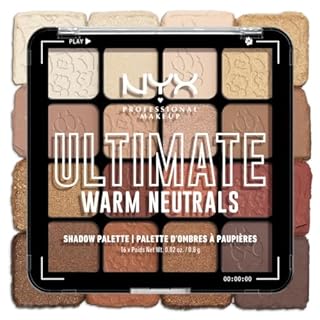NYX Professional Makeup Palette de Fards à Paupières Ultimate Shadow, 16 couleurs, Finition Intense et Longue Durée, Formule Vegan Sans Ingrédients d'Origine Animale ou Dérivé, Warm Neutrals
